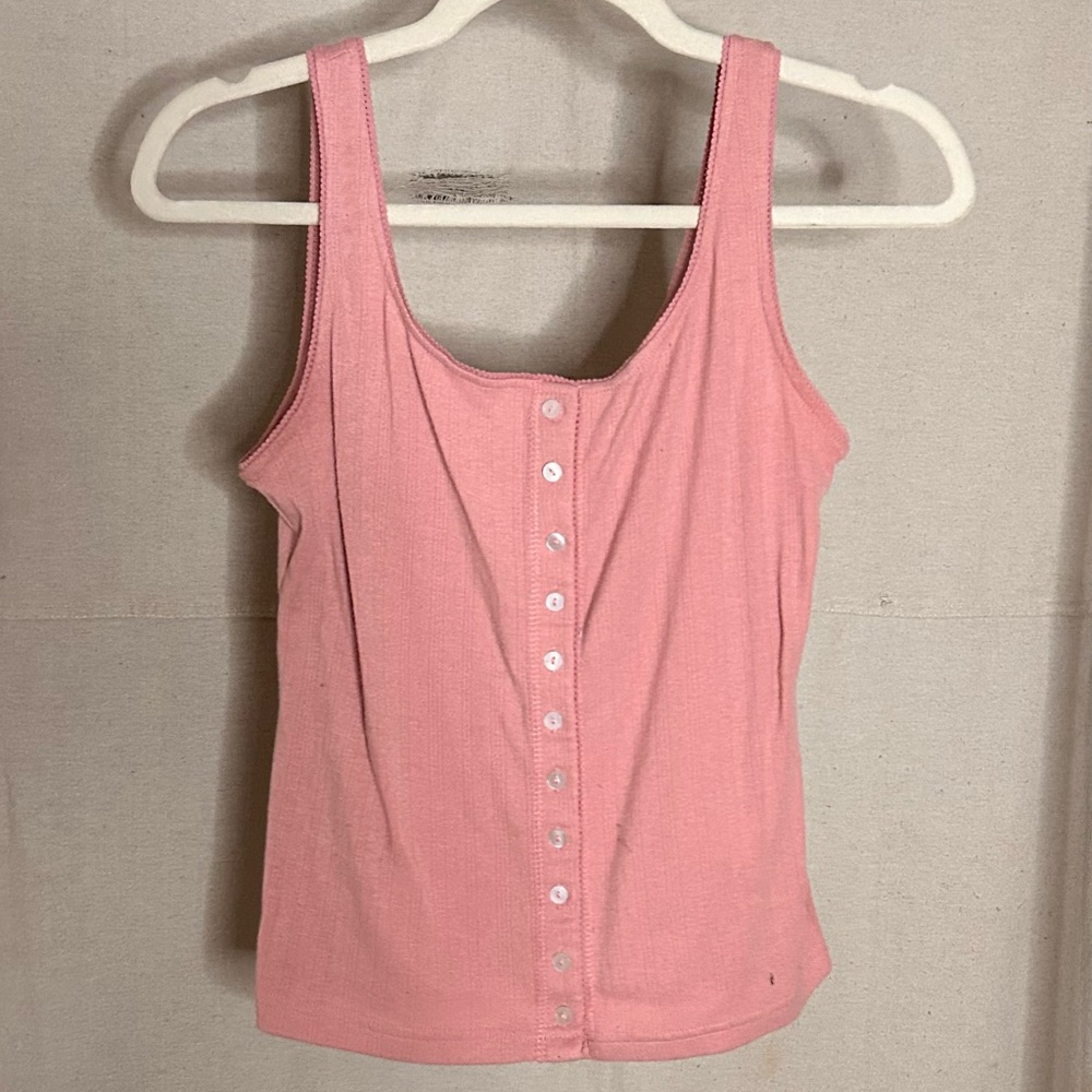 Pink Button-Front Tank Top